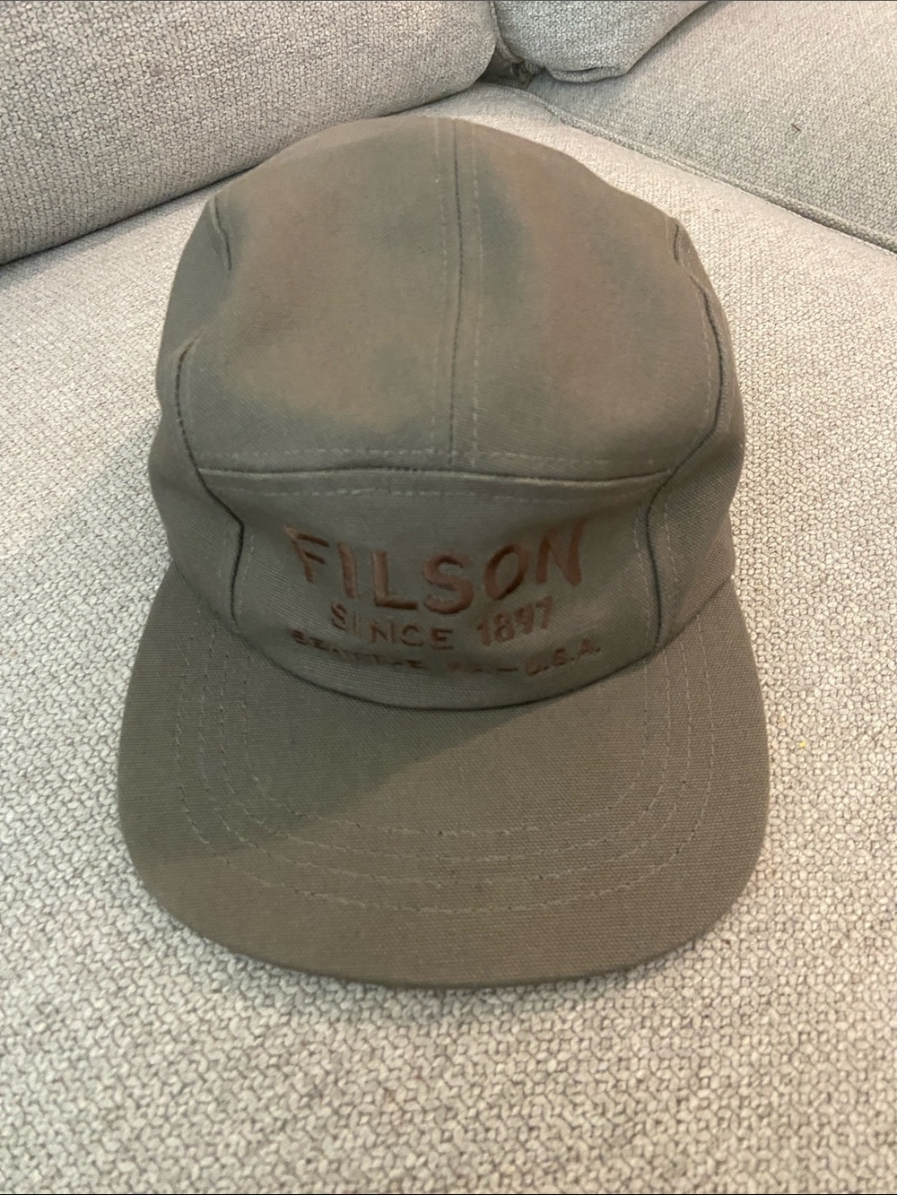 Filson Olive Green Canvas Cap with Embroidered Logo